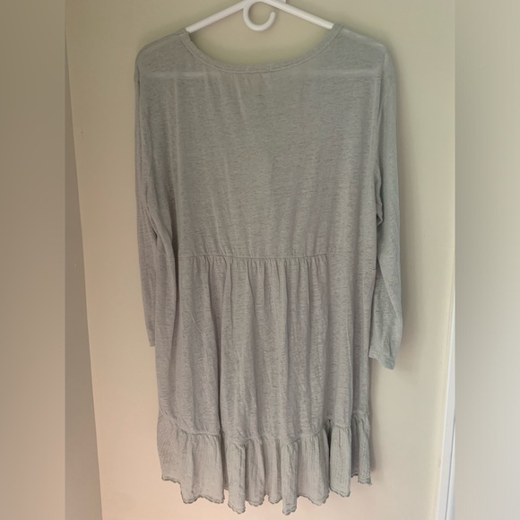 Dylan Linen Cotton Slub Shirt with Flounced Rib-Knit Hem 3/4 Sleeve M NWT - Picture 8 of 10